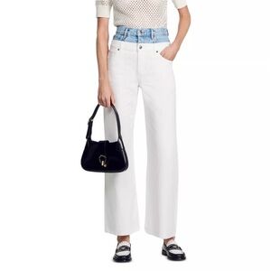 Sandro Double Denim White Flare Jeans